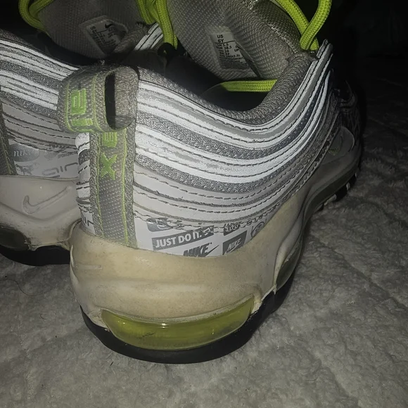 Nike Air Max 97 GS Kids Sneakers - Gray and Neon Green - Picture 7 of 10